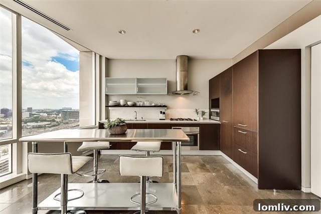 Stylish living room with floor-to-ceiling windows at W Residences Dallas #2601
