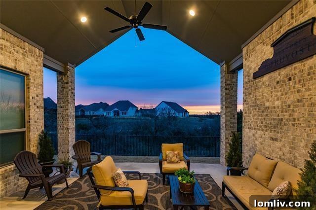 Elegant living room with fireplace and high ceilings in Fort Worth home