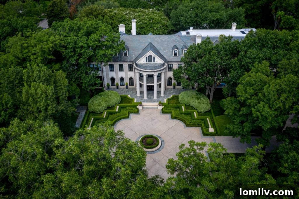 6601-Hunters-Glen-drone-1024x682 - Aerial view of 6601 Hunter's Glen Volk Estates mansion