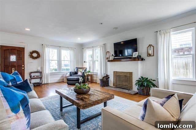 M Streets Dallas home interior with fireplace