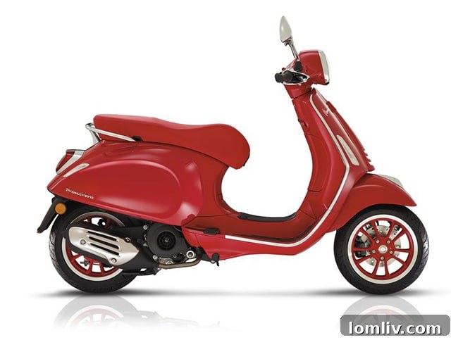 Red Vespa Primavera 50 CC Scooter