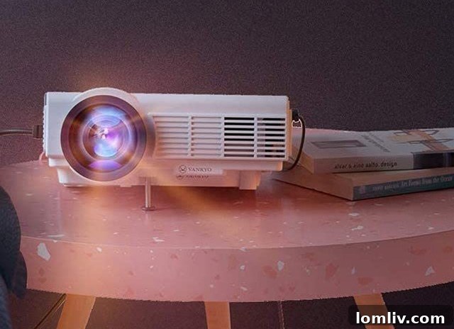 Vankyo Leisure 3 Mini Projector showing a movie