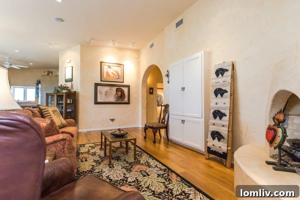 Southwestern charm in an aviation setting: a glimpse into the uniquely designed living spaces of this hangar home.