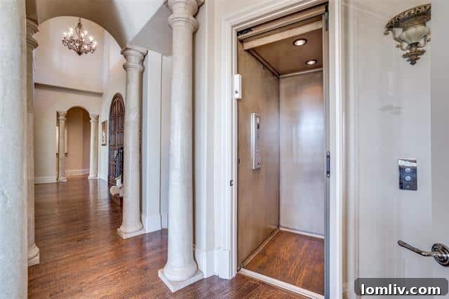 Multi-story home elevator on a golf course property in Irving