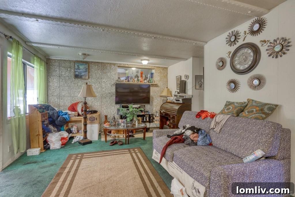 Messy kitchen counter with dishes and various items, showcasing poor presentation for a real estate listing