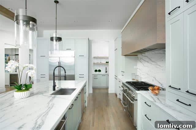 Gourmet kitchen with island and high-end appliances