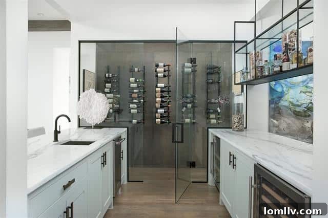 Elegant glass-enclosed wine room as a focal point