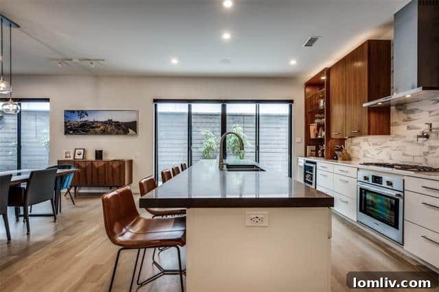 detailed view of modern kitchen appliances and cabinetry