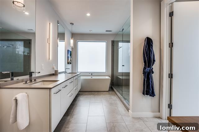 luxurious master bathroom with oversized shower and separate soaking tub