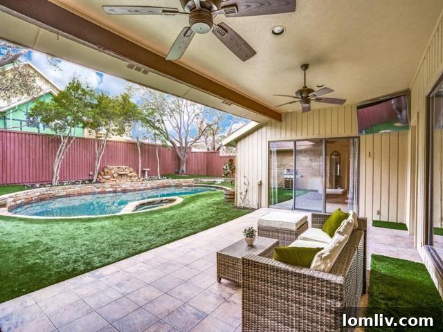 Unique Pool Area with Artificial Grass Decking at 6812 Caulfield