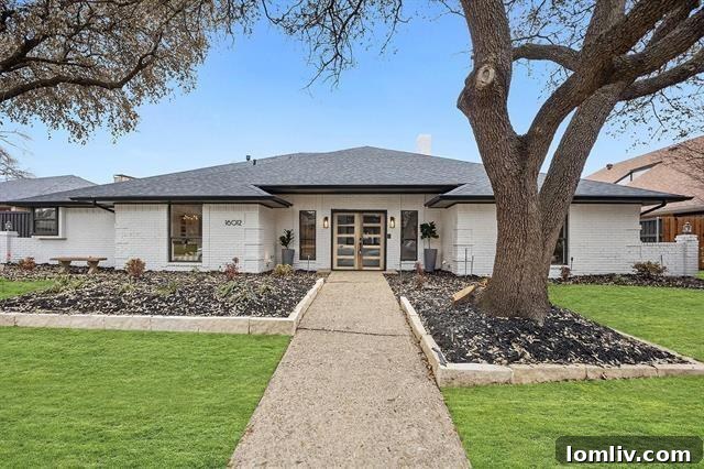 Exquisite mid-century modern exterior in Prestonwood Estates, inviting visitors to explore its unique design.