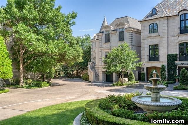 An aerial or elevated view showcasing the exclusive Place des Vosges luxury townhouse development in Dallas