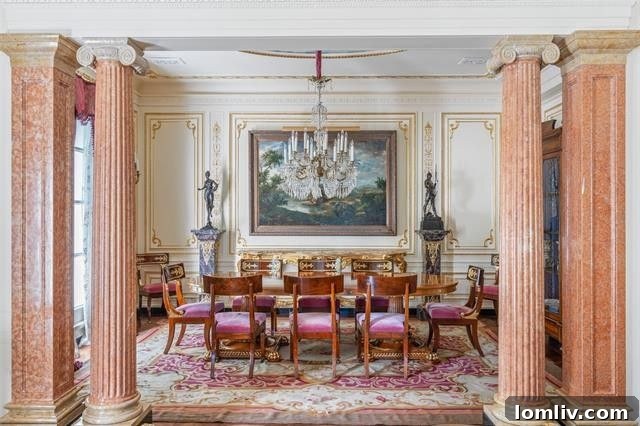 Sophisticated interior hallway with architectural details, elegant wall finishes, and tasteful decor