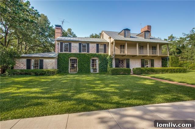 The historic facade of the Williams House at 3805 McFarlin Boulevard, a landmark of Texas Regionalism