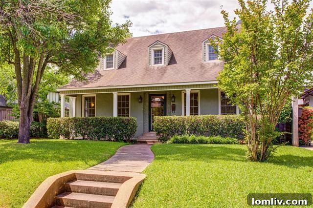 Elegant traditional home exterior on North Hall Street, Dallas