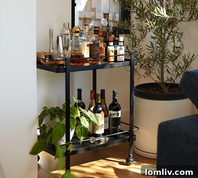 Fernish's Perrier bar cart adds a touch of sophistication to any home