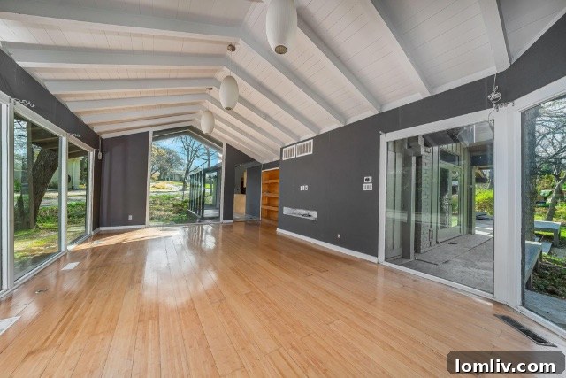 Another view of the Mid-Century Modern interior, highlighting unique design elements