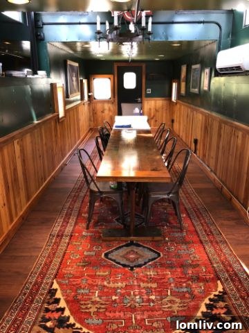 Caboose interior with television
