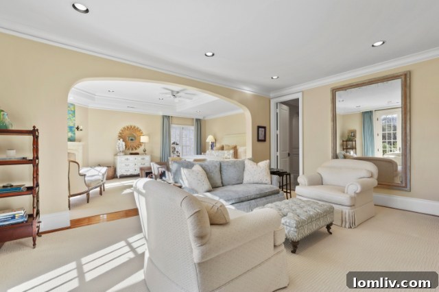 Luxurious Master Bathroom with Dual Vanities and Elegant Finishes