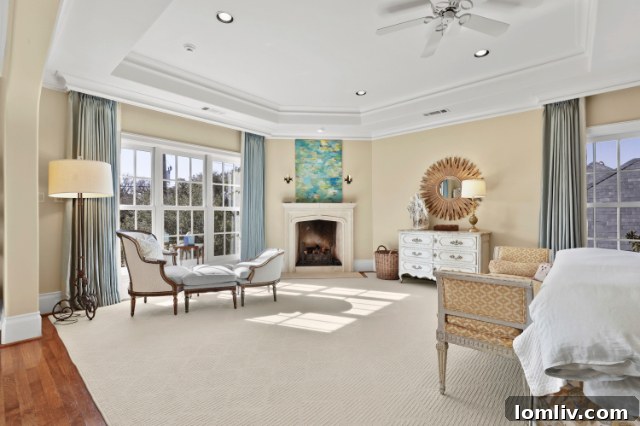 Outdoor Patio with Fireplace, Pool, and Spa in Highland Park Home