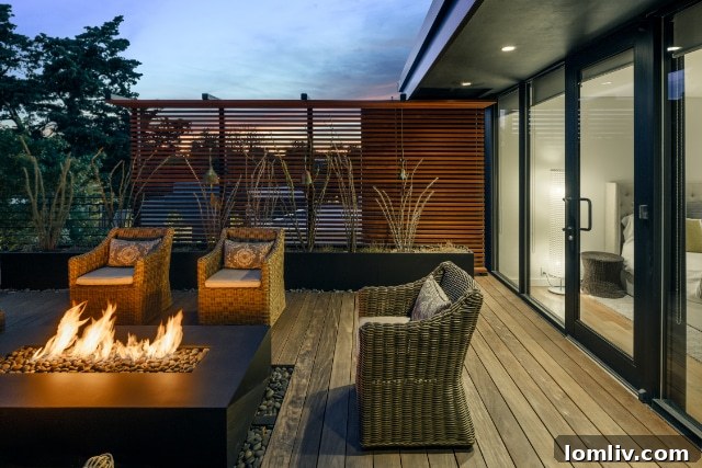 Outdoor Patio and Seating Area with Natural Stone and Greenery