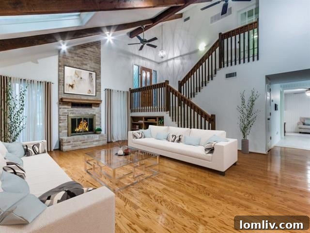 Denton Home Interior: Skylights, High Ceilings, and Modern Staircase