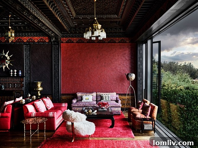 A spectacular Moroccan-style lounge, impeccably captured by renowned editorial photographer Douglas Friedman, showcasing specific styling for editorial content.