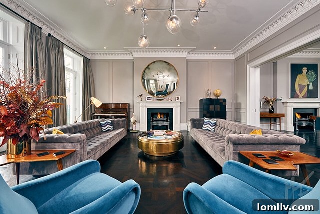 Another example of a wide interior shot providing context for a house's layout, by Marco Joe Fazio.