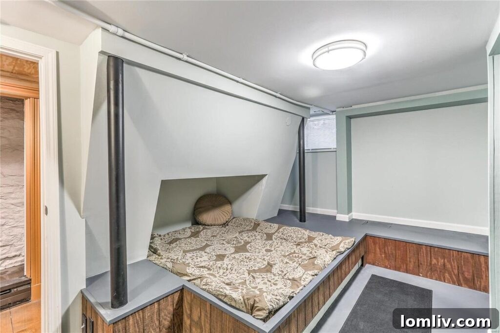 A vibrant, multi-colored artistic installation within the home