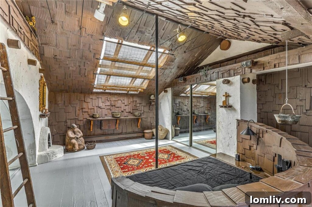 An unconventional staircase design with modern railings and lighting