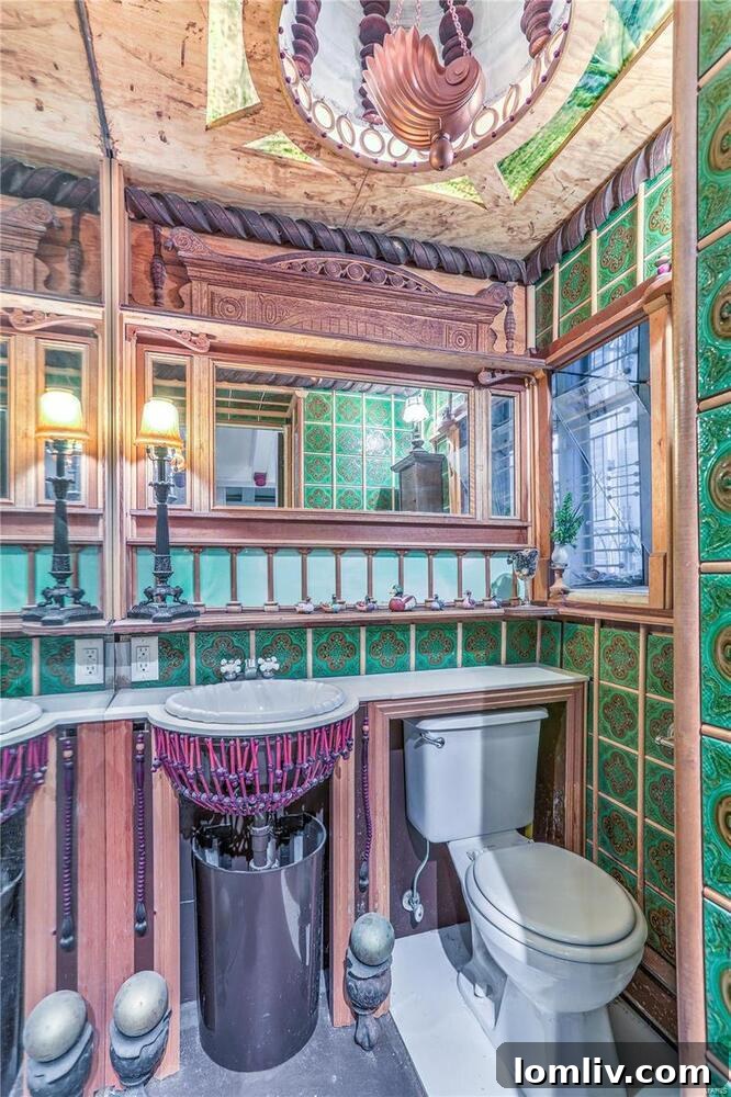 A peculiar hallway or transition zone with mirrored surfaces and unexpected angles