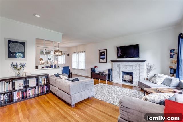 Discover Dallas Open Houses: Lower Greenville to Lake Highlands 4 Elegant living room interior with brick fireplace and open concept design.