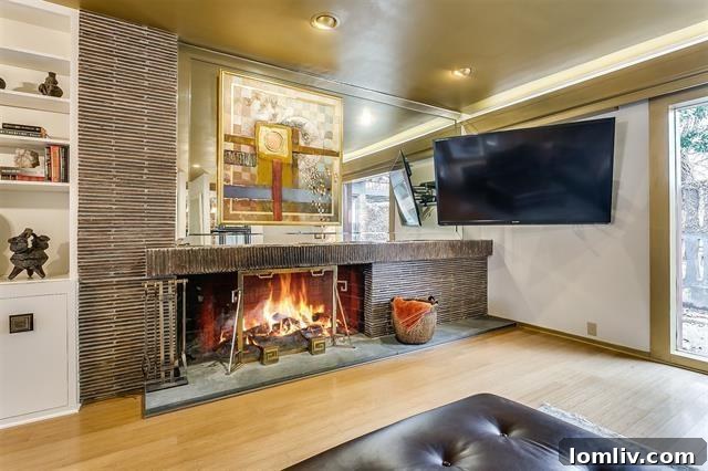 Elegant dining space with golden ceilings and travertine flooring