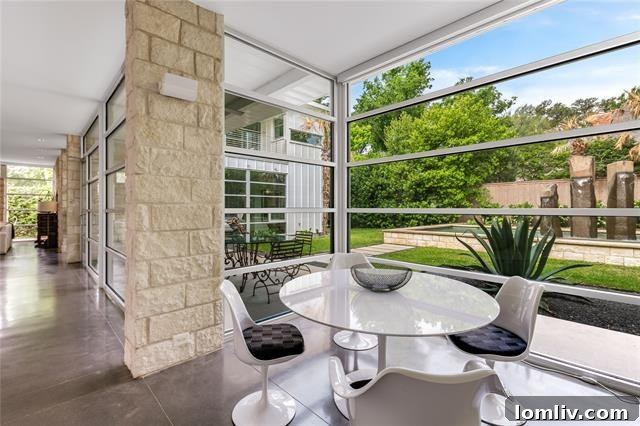 Light-Filled Hallway with Views to the Exterior and Clean Design