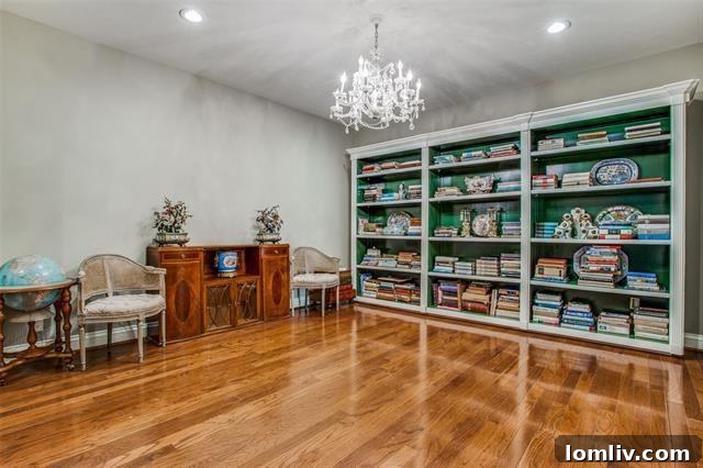 Classic wood paneling and elegant dining area in a luxury Dallas condo.