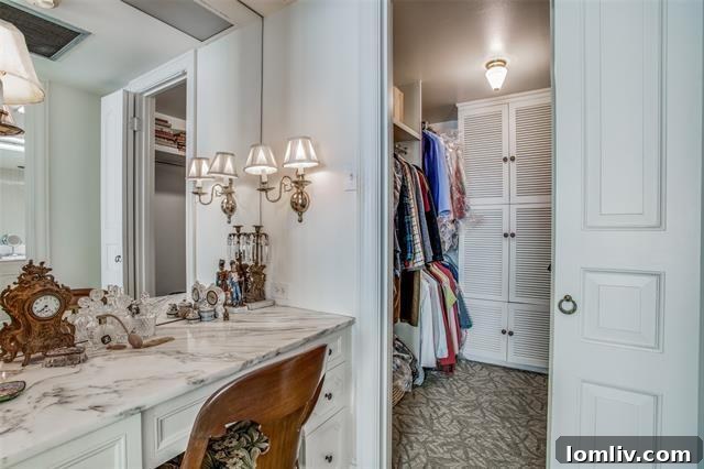 Well-appointed bathroom with a large vanity and mirror.