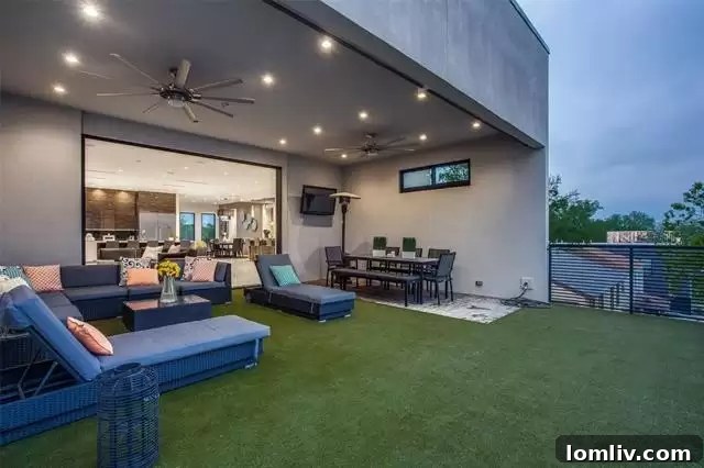 Carroll-1 - Contemporary home exterior with spacious balcony and outdoor living area