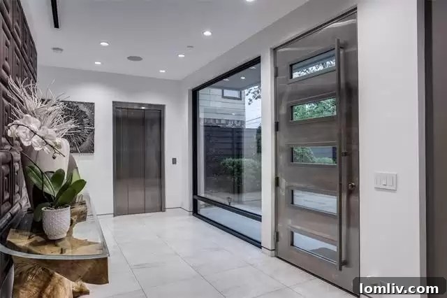First floor entryway of a luxury contemporary home in Dallas