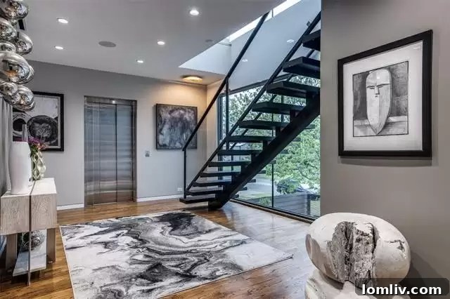 Second floor layout showcasing living spaces in a Dallas contemporary house