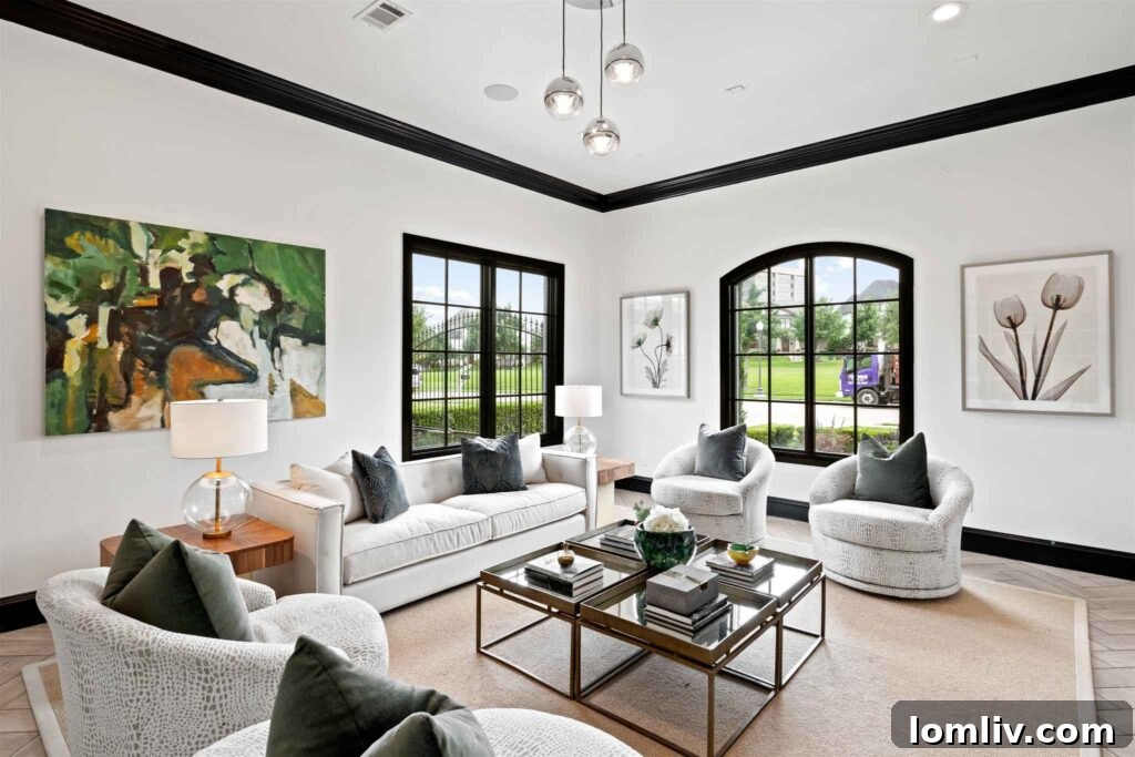 Elegant Home Library with Black and White Decor