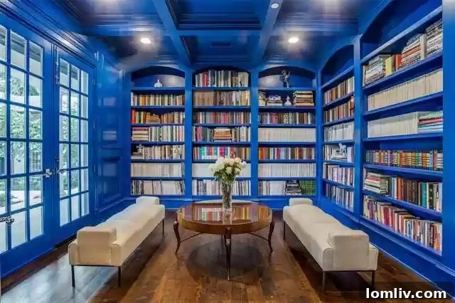 9520 Hathaway Street - Vibrant Blue Library After Renovation