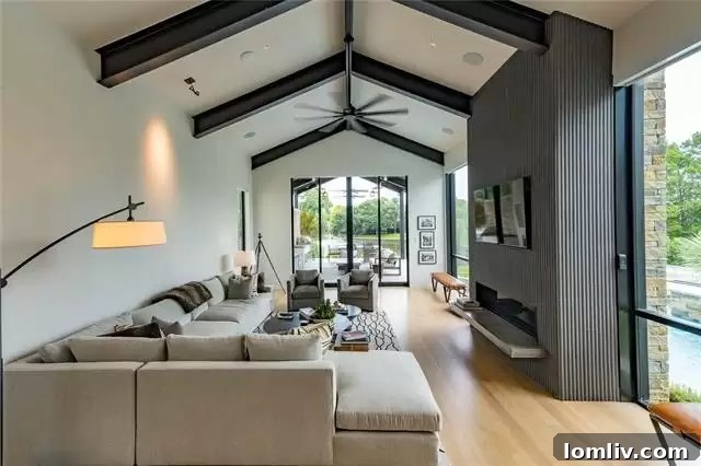 Modern Living Room with Floor-to-Ceiling Windows