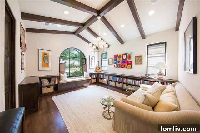 Mediterranean Masterpiece on Bunting Avenue 5 Vaulted private library in a luxury Fort Worth home, Bunting Avenue