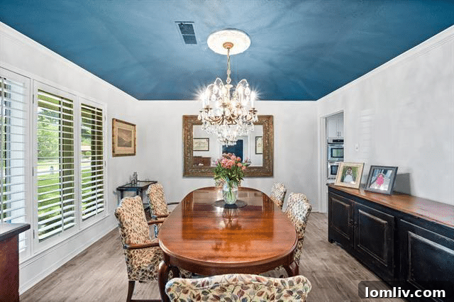 Formal Dining Room with Blue Ceiling