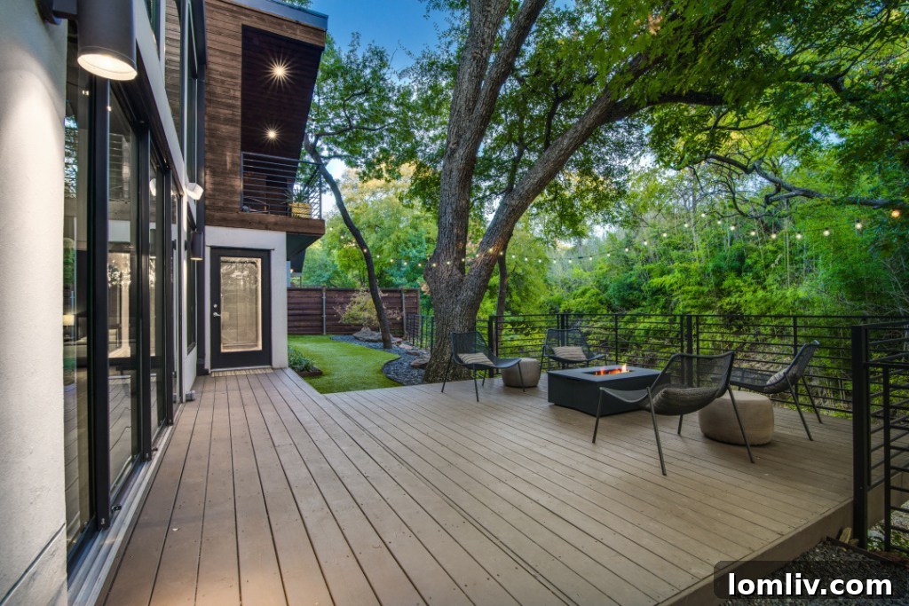 Creekside view from the contemporary home