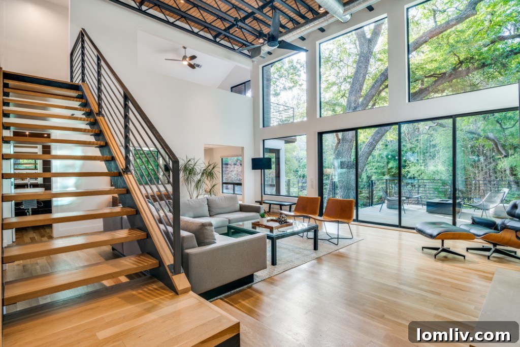 Modern interior with high ceilings and open concept