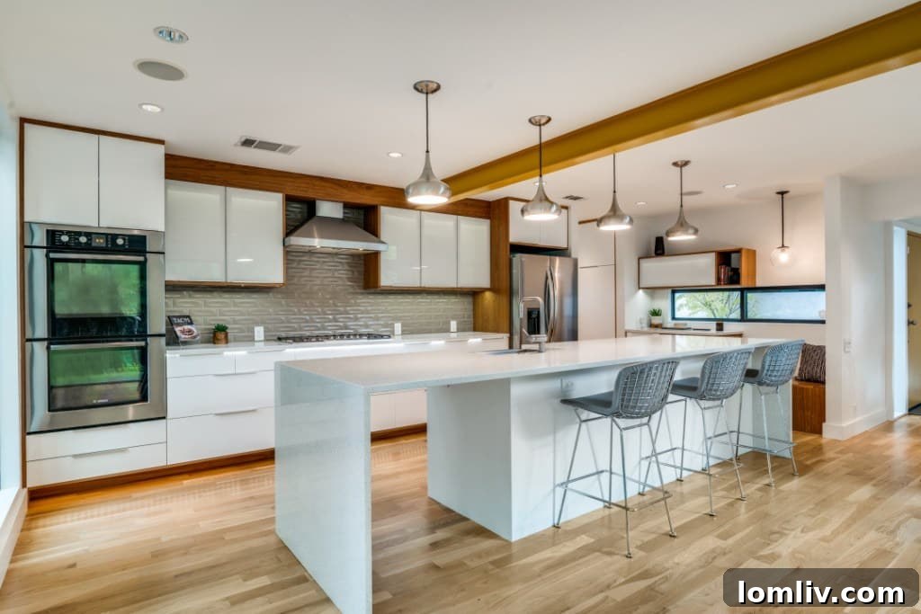 Modern kitchen with stainless steel appliances
