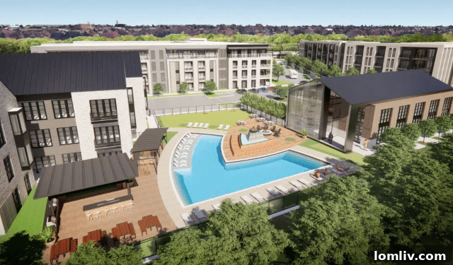 Rendering of Lenox Lake Highlands luxury apartments by OHT Partners in Dallas, Texas.