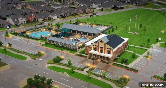 Aerial view of the Gateway Parks master-planned community in Forney, Texas, featuring residential areas and green spaces.