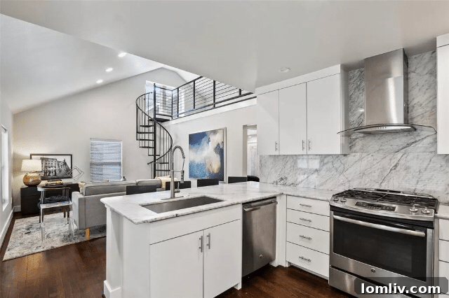 217 N. Waverly Drive Modern Kitchen with Marble Countertops